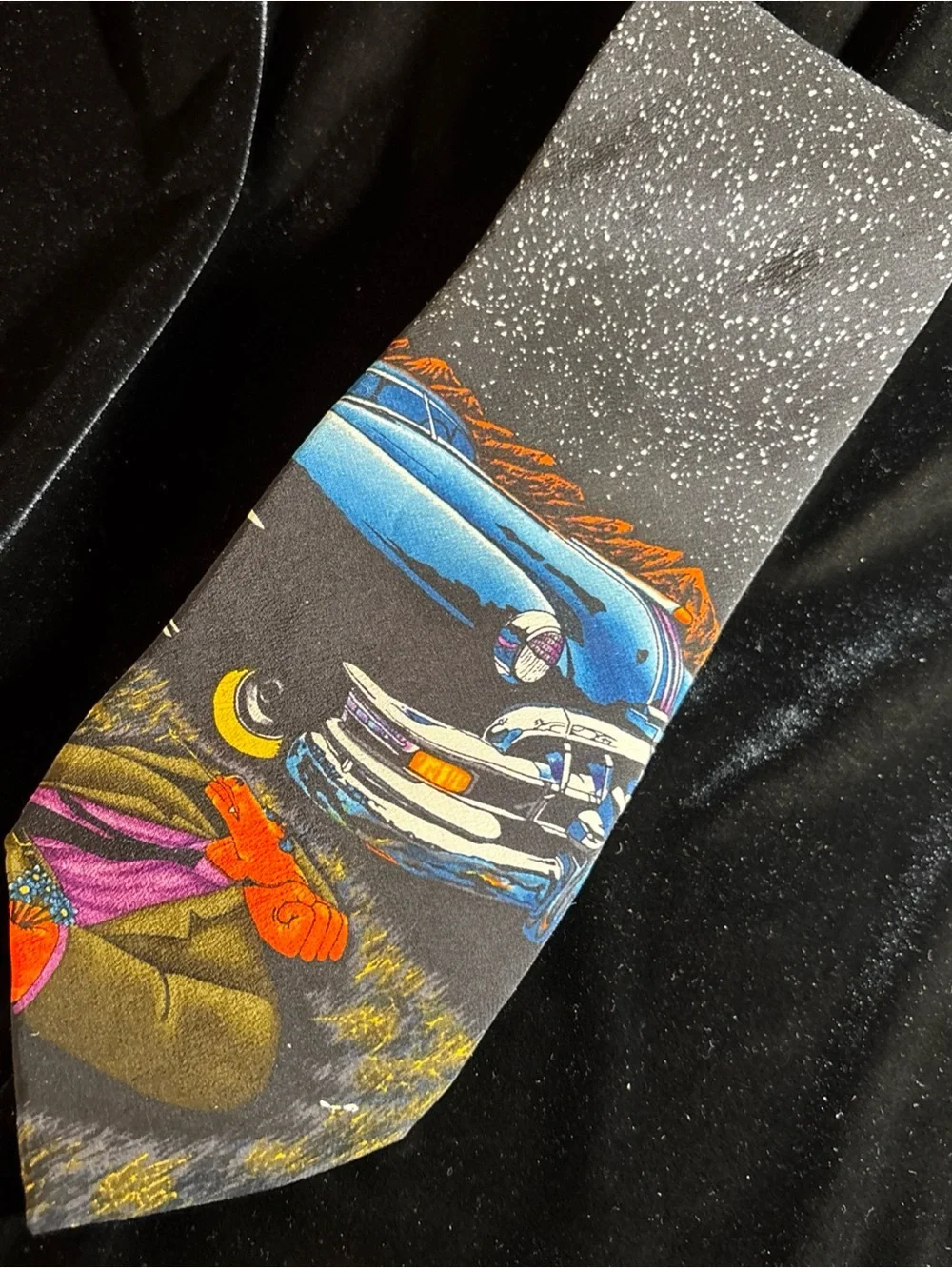 Men's Black Novelty Car Print Tie Markus Pierson